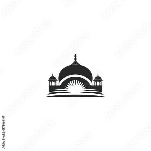 Silhouette of architectural dome emblem design on white background