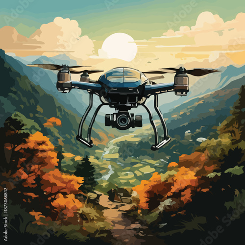 Drone in Flight - Capturing Aerial Views with Precision and Stability.