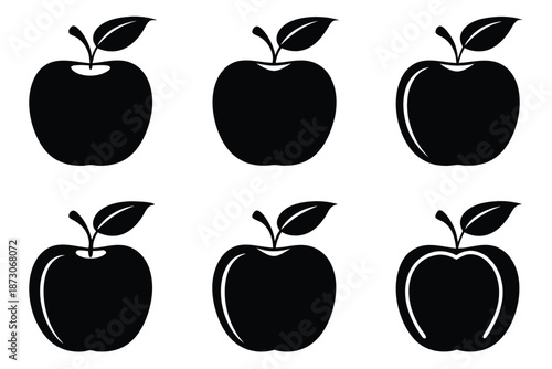 Organic Apple Vector Silhouette Pack