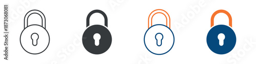 Padlock Icon Set Multiple Style Collection 