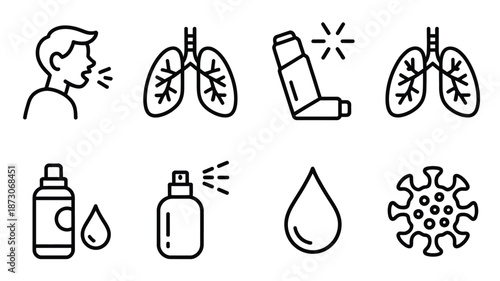 Black line of respiratory health and illness white lungs