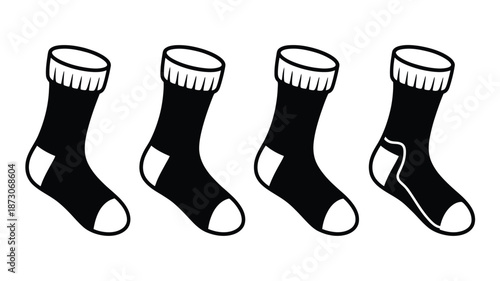 Black socks with white cuffs and toes