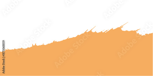 Abstract orange sunset landscape vector illustration featuring desert mountains, sky clouds, and tree silhouettes in a paper art design for summer travel or autumn nature themes