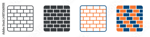 Bricks Icon Set Multiple Style Collection 