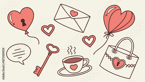 Illustrations of love and affection symbols Vector