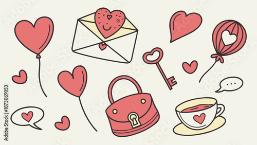 Illustration of love and affection with heart shaped elements Vector