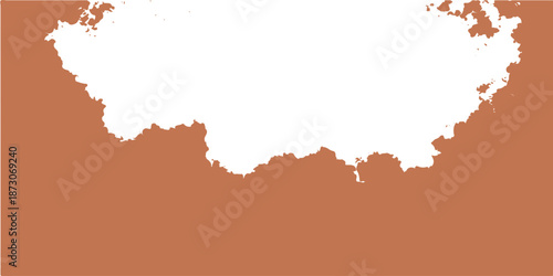 Abstract background with a red frame and paint texture featuring a grunge paper map illustration of the world geography and European borders in a 3d vector design