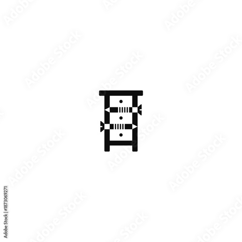 Screws screwed into the cabinet logo.