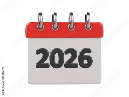 2026 calender icon 3d render illustration