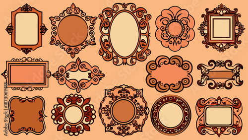 Collection of ornate and classic picture frames Vector