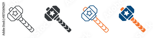 Hammer Game Icon Set Multiple Style Collection 