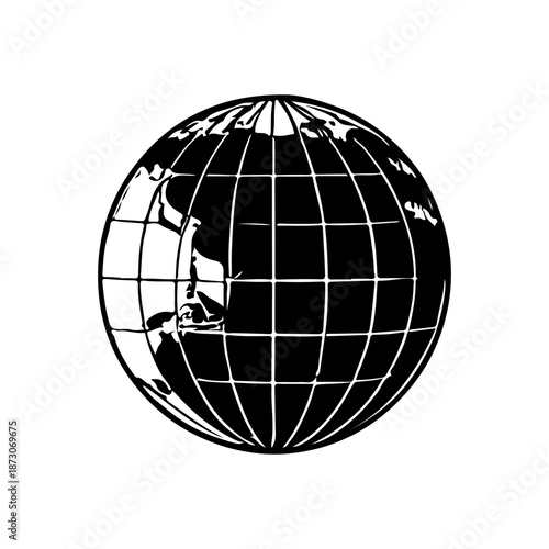 Simple outline handrawn of silhouette earth globe