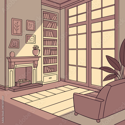 Flat vector illustration depicting a general settings interface with icons and controls for digital devices or applications.