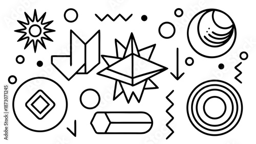 Abstract symbolic design featuring celestial and geometric elements Vector