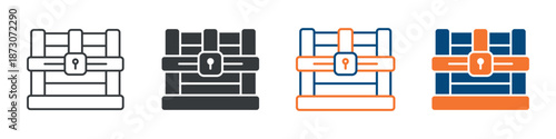 Treasure Chest Icon Set Multiple Style Collection 