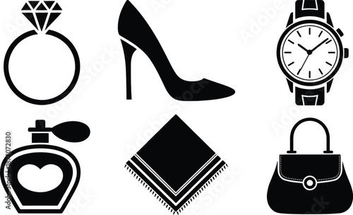 Black and white of jewelry and fashion accessories ring diamond