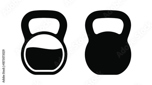 Black kettlebell filled and outlined white weights fitness