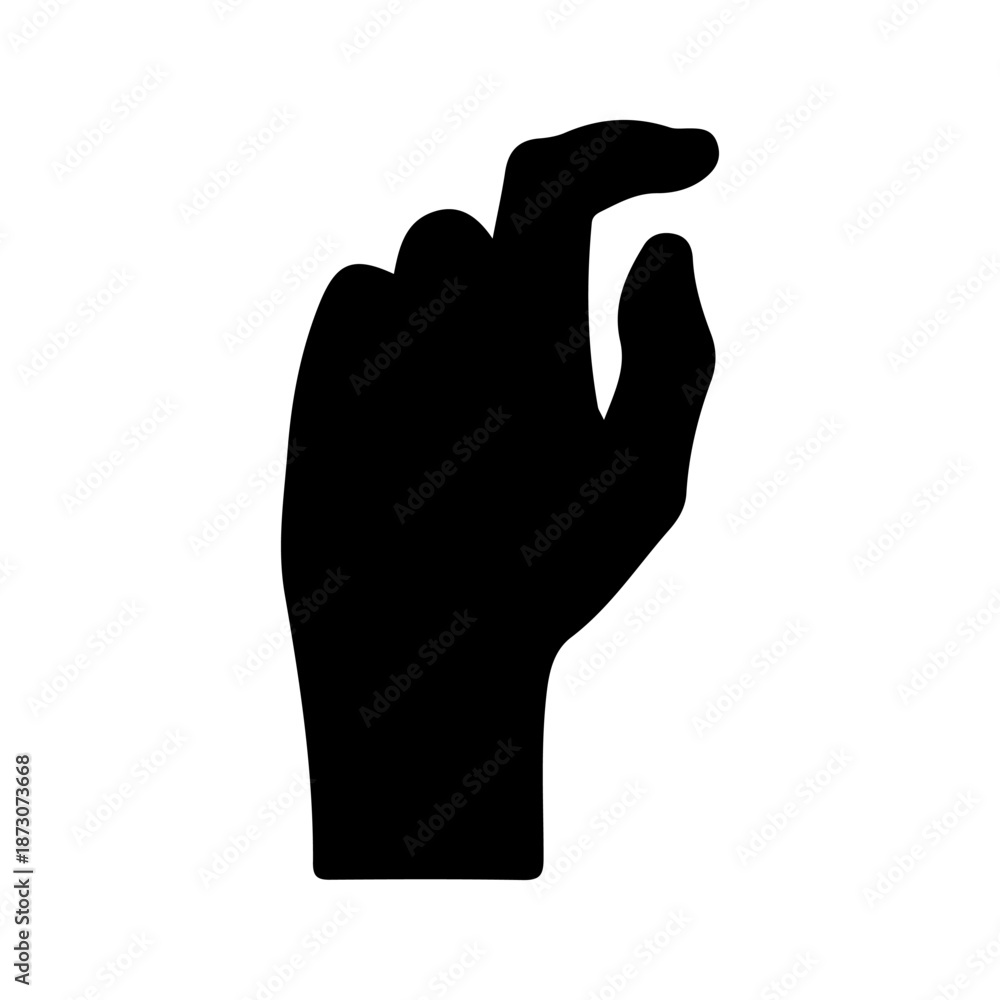 Obraz premium Black silhouette of a hand showing a peace sign on a white background