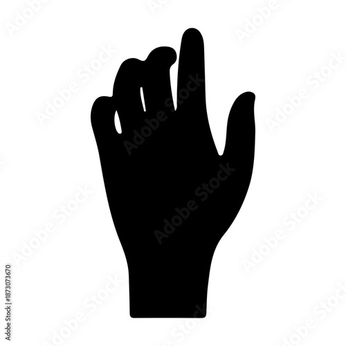 Black silhouette of a gloved human hand with five fingers shown as a simple symbol of help and care