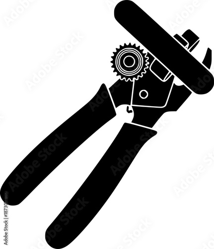 black and white silhouette of a can opener vector on a white background
