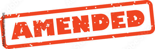 Red rubber stamp with the word amended