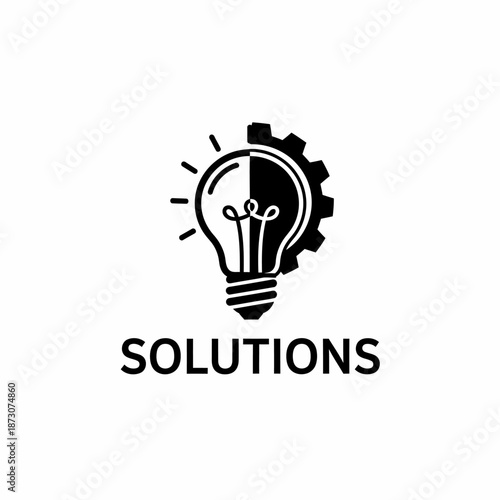 Innovative solution ideas represented by a lightbulb with a gear inside, symbolizing creative problem-solving