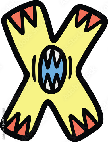 Cartoon letter number in the form of a cute monster anthropomorphic character ABC font