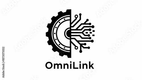 Mechanical gear and circuitry merged in a symbolic representation of technological integration