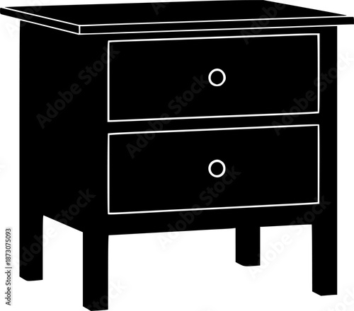 black and white silhouette of a Dresser vector on a white background
