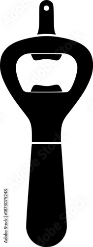 black and white silhouette of a bottle opener vector on a white background

