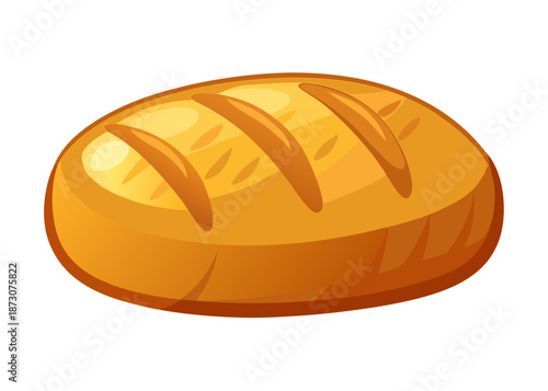 Golden brown loaf of freshly baked bread Vector