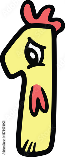 Cartoon letter number in the form of a cute monster anthropomorphic character ABC font