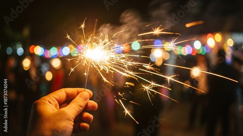 A hand holding a sparking f...