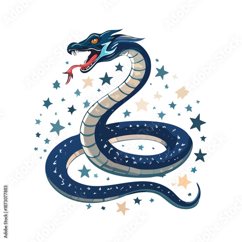 Cute green cartoon vector illustration of a 2013 new year snake character designed as a wild reptile cobra symbol for a fun nature art drawing