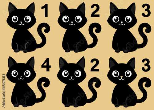 Whimsical black cats in sequential arrangement Vector