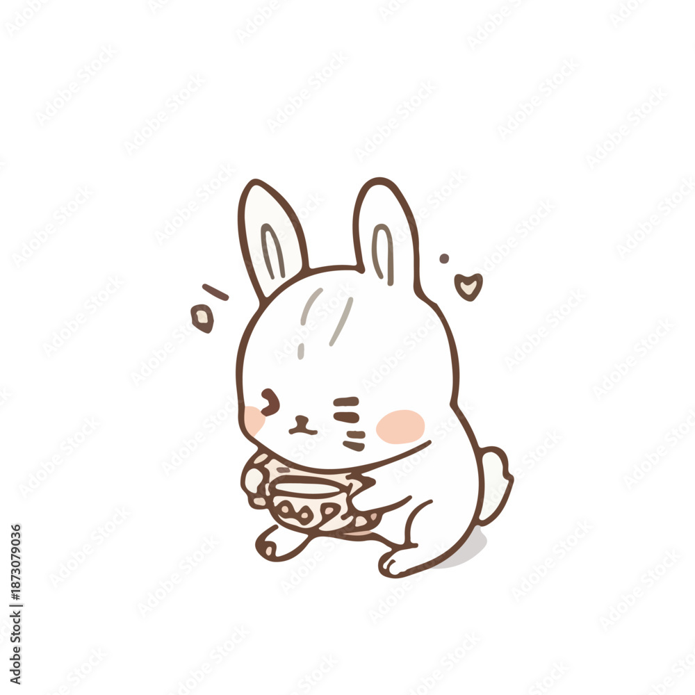 Fototapeta premium Cute Rabbit Forest Standing Holding foodies