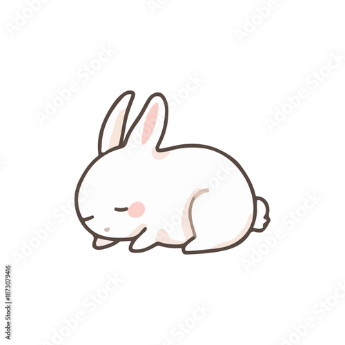 cartoon bunny smiling happily like a playful baby rabbit enjoying spring