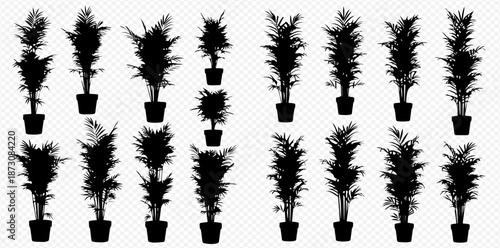 Indoor Plant Silhouette Collection for Modern Interior Design and Landscaping Projects A Variety of Shapes for Home and Office Decor Inspiration