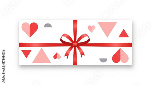 Gift box decorated with heart shapes and ribbon for valentine's day  