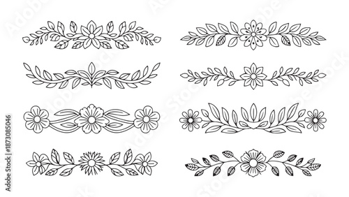 Elegant black rose silhouettes isolated on white background classic floral design detailed petals and leaves romantic flower art