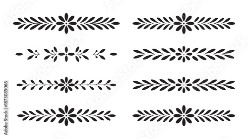 Three different black silhouettes of rose flowers and buds set isolated on white background