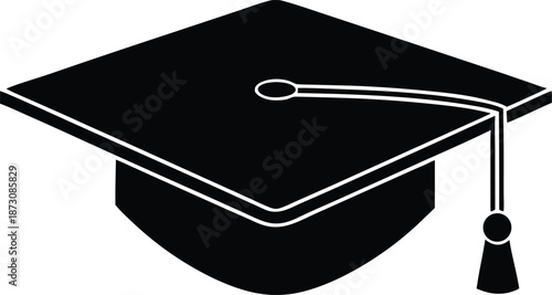 Classic black graduation cap icon, Educational success vector graphic element