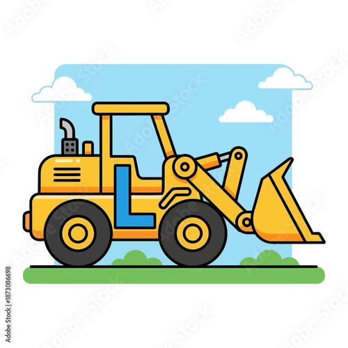 Yellow Front End Loader Icon Illustration