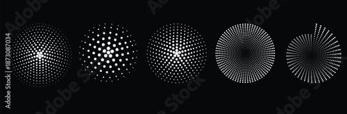 Set of Circle halftone. Abstract dotted pattern vector round halftones geometric dots frame.