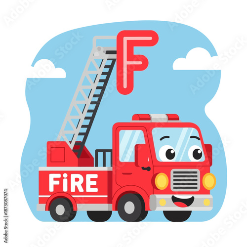 Friendly Fire Truck Teaches Preschool Letter F