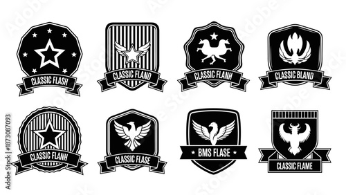Collection of Classic Emblem Badges with Eagles and Stars.