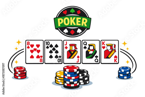 Poker game with cards and chips illustration