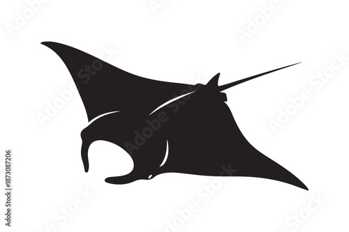 Manta Ray silhouette vector bundle, Set of black Manta Ray silhouette vector illustration