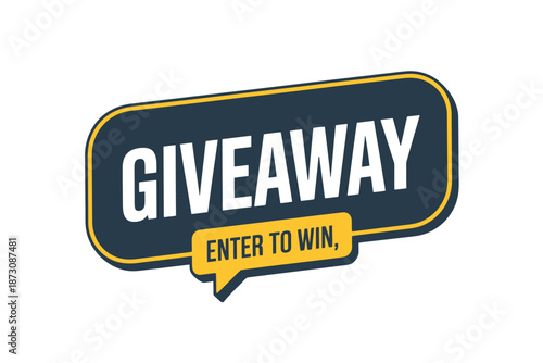 A graphic design that says 'GIVEAWAY, ENTER TO WIN' with a dark blue and yellow color scheme.