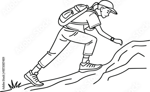 Hand drawn vector illustration of a fashionably active young man in a suit sketch and a person skating for a fun cartoon drawing of people